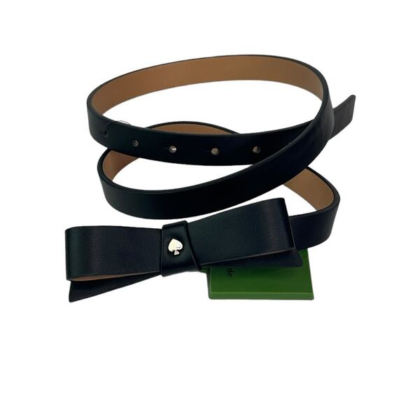 Kate Spade Black Bow with gold Spade Leather Belt in x-Large main image 6